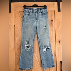 Daze High Rise Wide Ankle Jean, Distressed Crop Denim, 28